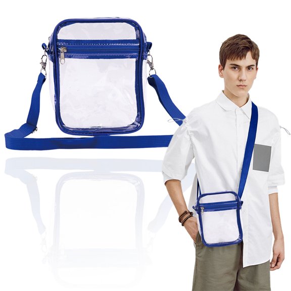 Clear Waterproof Crossbody Storage Bag,8.86X6.89X2.36" Transparent Adjustable Strap Shoulder Pouch, Portable See Through Mini Messenger Purse, Lightweight Small Carry Case for Travel, Daily Use