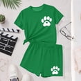 thumbnail image 4 of Cethrio Girls Summer Outfit Sets, Printed Crew Neck Short Sleeve Casual Kids' 2 Piece Sets Green Size 10-12, 4 of 7