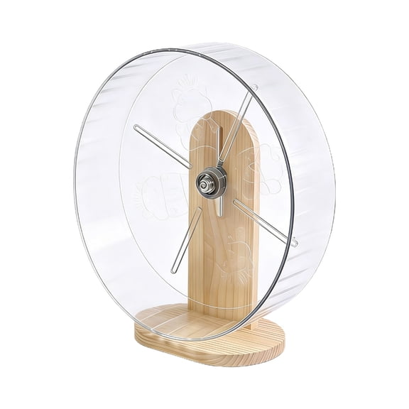 Misright Acrylic Small Pet Running Wheel Exercise Toy with Wood Base Quiet Operations