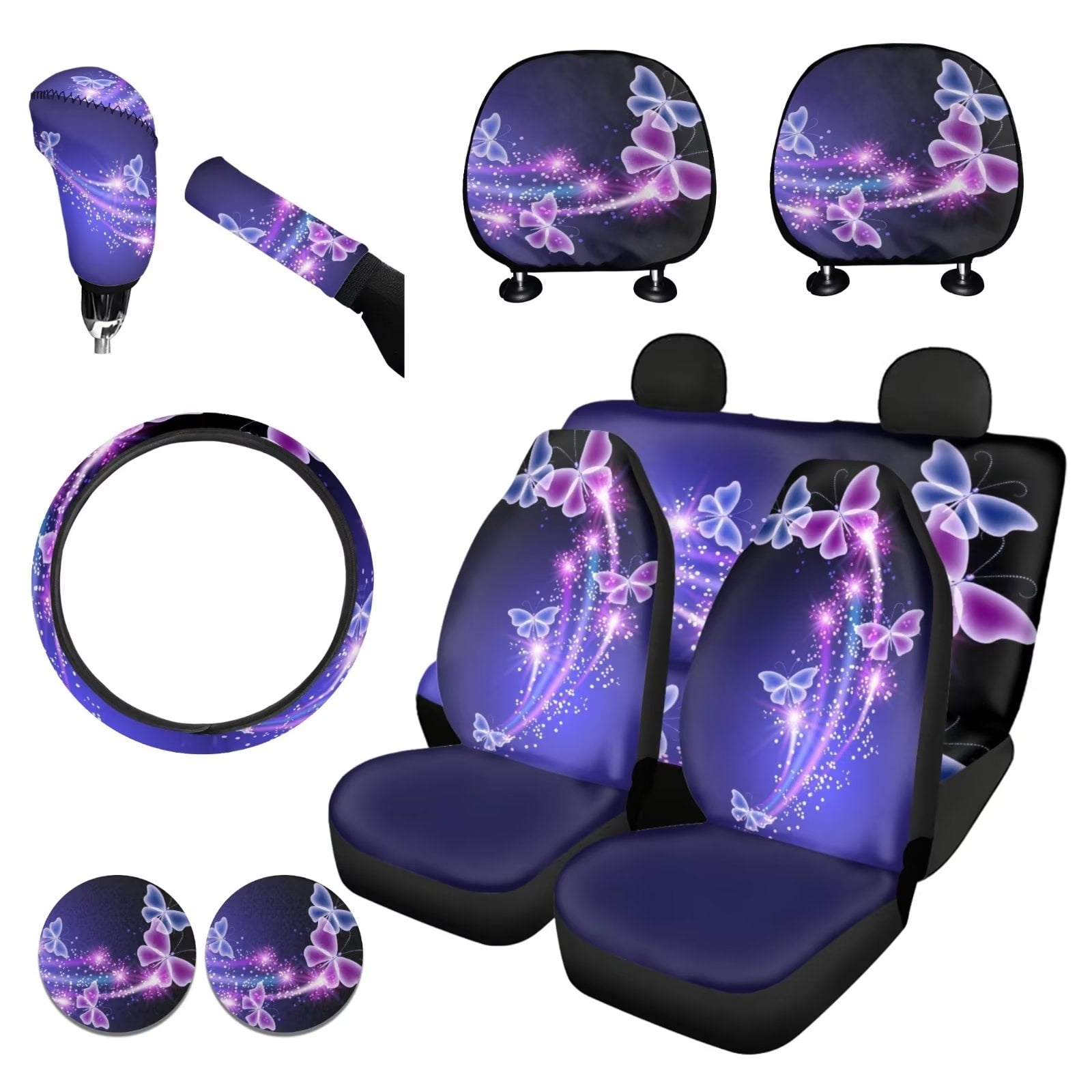 FKELYI Glitter Butterfly Car Seat Covers Lightweight 11pcs Automotive Car Seat Covers