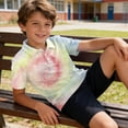 thumbnail image 2 of longantii Boys Polo Shirt Short Sleeve Button Closure Collared Golf Tops Casual School Uniform Shirt Tie Dye Cozy Comfort Kids Summer T-Shirt Yellow 3-4 Years, 2 of 6