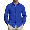 thumbnail image 6 of GrmtClth Mens Button Down Shirt Long Sleeve Slim Fit Dress Shirt Classic Stretch Solid Casual Shirts Royal Blue XXXL, 6 of 7