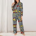 thumbnail image 2 of Fotbe Funny Construction Conjunto de Pijama de Manga Larga para Mujer con Estampado, Ropa de Dormir de 2 Piezas, Conjunto de Casa Suave y Cómodo con Bolsillos-X-Large, 2 of 7