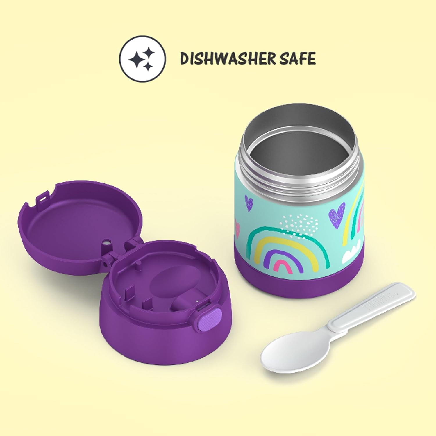 THERMOS FUNTAINER 10 Ounce Stainless Steel Vacuum Insulated Kids Food Jar With Spoon, Mod Flowers