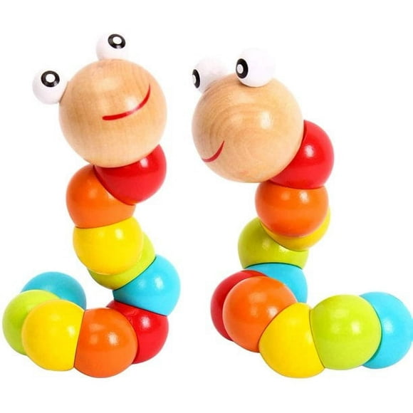 HLONK Jouets pour Bébé 6-12 Mois Jouets de Développement du Ventre pour Bébé-Jouets pour Bébé 6-12 Mois-Emballage Cadeau pour Bébé Chenille Torsadée Jouets pour Bébés Garçons et Filles-Éducation Précoce Jouets en Bois (2 Pcs)