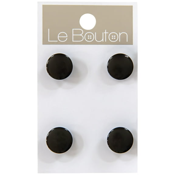 Le Bouton Black 1/2" Shank Buttons, 4 Pieces