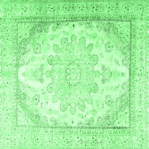 Ahgly Company Indoor Square Persian Emerald Green Traditional Area Rugs, 6' Square