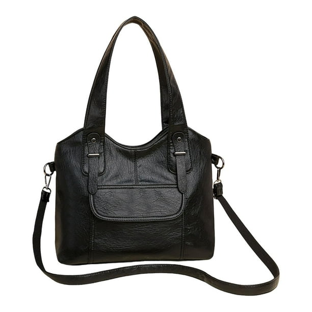 Bolso de hombro para mujer, suave, de piel sintética, elegante, para teléfono, cosméticos y viajes. Negro