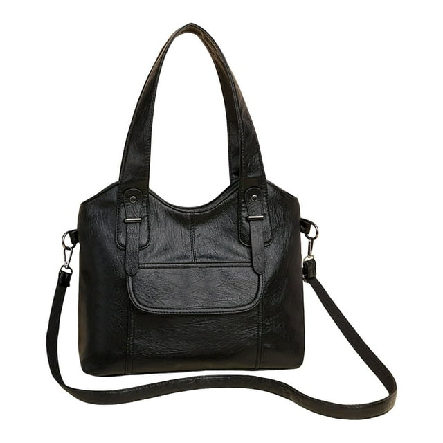 Bolso de hombro para mujer, suave, de piel sintética, elegante, para teléfono, cosméticos y viajes. Negro