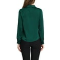 thumbnail image 3 of Allegra K Women's Satin Top Long Sleeves Elegant V Neck Collar Work Office Blouse, 3 of 6