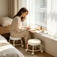 thumbnail image 4 of Low Height Round Rolling Stool With Wheels, Portable Rest Seat For Living Room Bedside Salon Pedicure White, 4 of 4