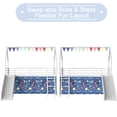 thumbnail image 6 of Bellemave Twin Loft Bed with Slide, Metal Junior House Bed with Curtain Set, Low Loft Beds Frame with Pennant Banner Flag and Star Stickers（White+Blue）, 6 of 9