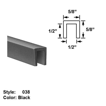 

SBR Rubber U-Channel Push-On Trim Style 038 - Ht. 3/8 x Wd. 3/8 - Black - 25 ft long