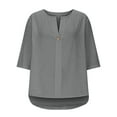 thumbnail image 6 of Timegard 3/4 Length Sleeve Women Tops Button Loose Lightweight Blouse Summer Casual Tee Shirts Tops, 6 of 9