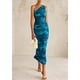 thumbnail image 5 of Vestido PRETTYGARDEN de un Hombro con Frunces y Estampado Floral XL, 5 of 8