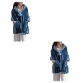 thumbnail image 2 of Guardoinrt Soft Fleece Button Bed Jacket With Pockets Stay Warm And Comfortable Overnight Poncho Blanket For Women Polyester blue 2Set, 2 of 6