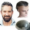 thumbnail image 2 of Toupee for Men NLW Human Hair Pieces for Men silk straight hair replacemnt system in 10x8" PU Thin Skin 0.04mm hair prosthesis units patch for man Dark Brown color, 2 of 4