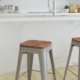 thumbnail image 3 of Merrick Lane 24 Inch Tall Stackable Silver Metal Bar Counter Stool With Textured Elm Wood Seat In Set Of 4, 3 of 16