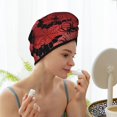 thumbnail image 3 of Yiaed Bats And Spiders Print Hair Cap with Button,Coral Fleece Hair Towel Wrap for Women Wet Hair,Quick Dry Turban for Wet Hair Long Thick Hair, 3 of 5