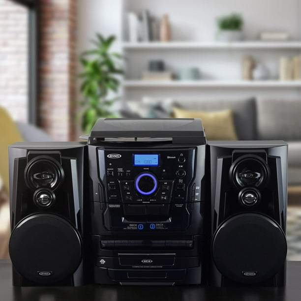 Jensen JMC-1250 BT 3-Speed Turntable with Bluetooth, 3 CD Changer