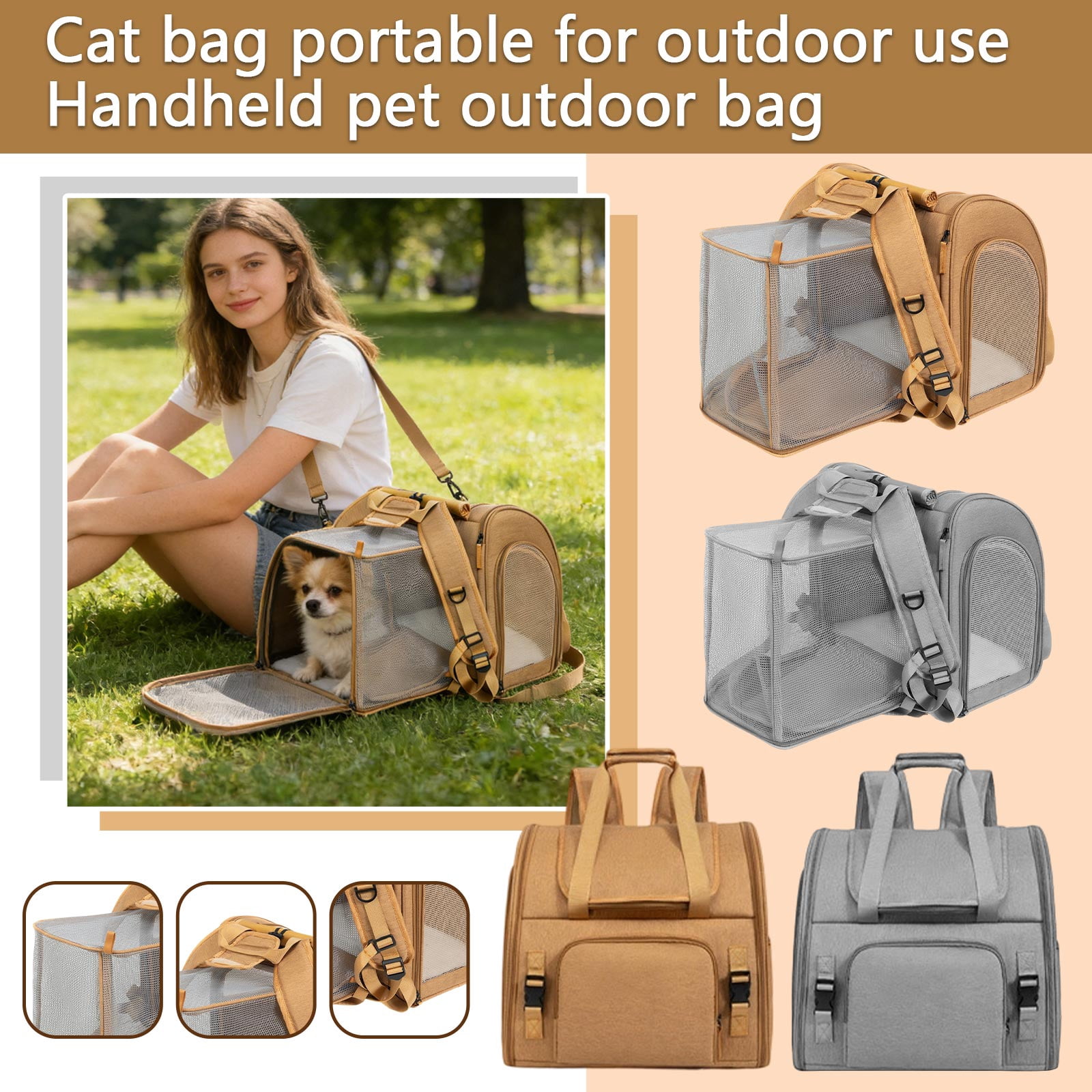 Expandable Large Capacity Pet Backpack Foldable Cat Carrier Bag Portable Travel Backpack for Small Medium Dogs Cats Breathable Outdoor Pet Travel Supplies