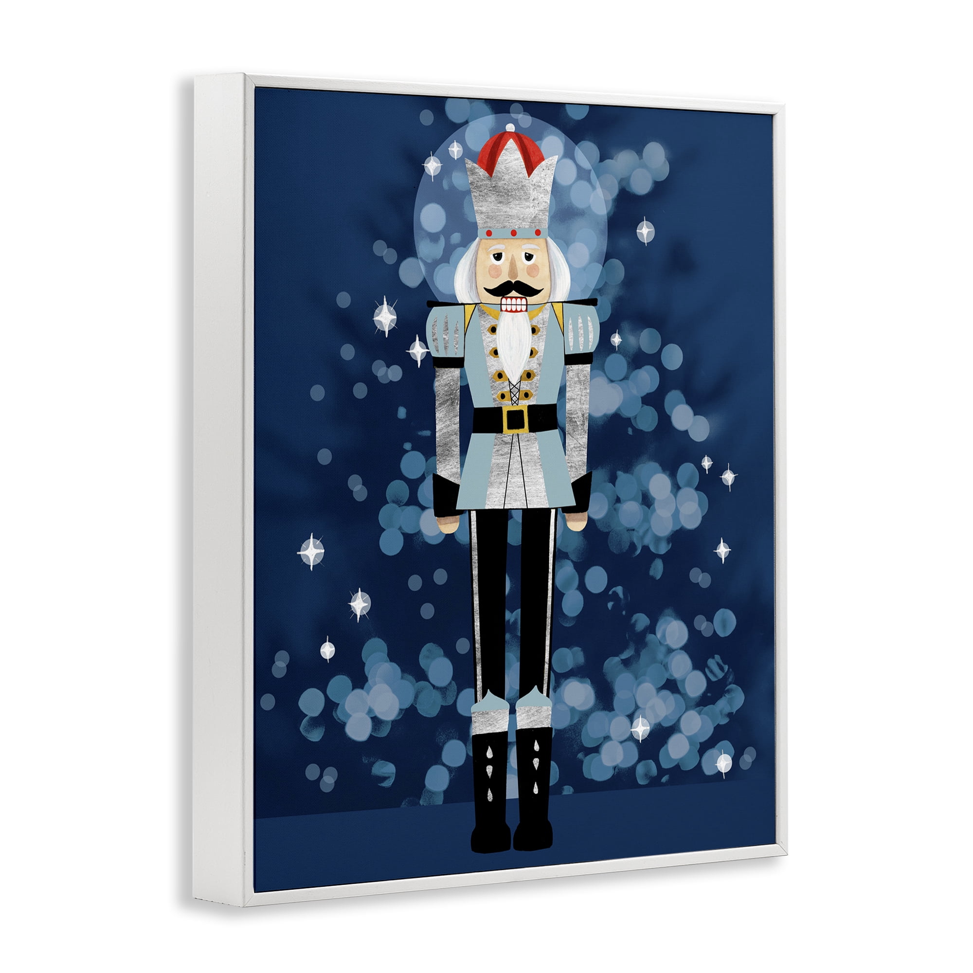 Stupell Industries Blue Holiday Nutcracker Holiday Painting White Framed Art Print Wall Art, 16 x 20
