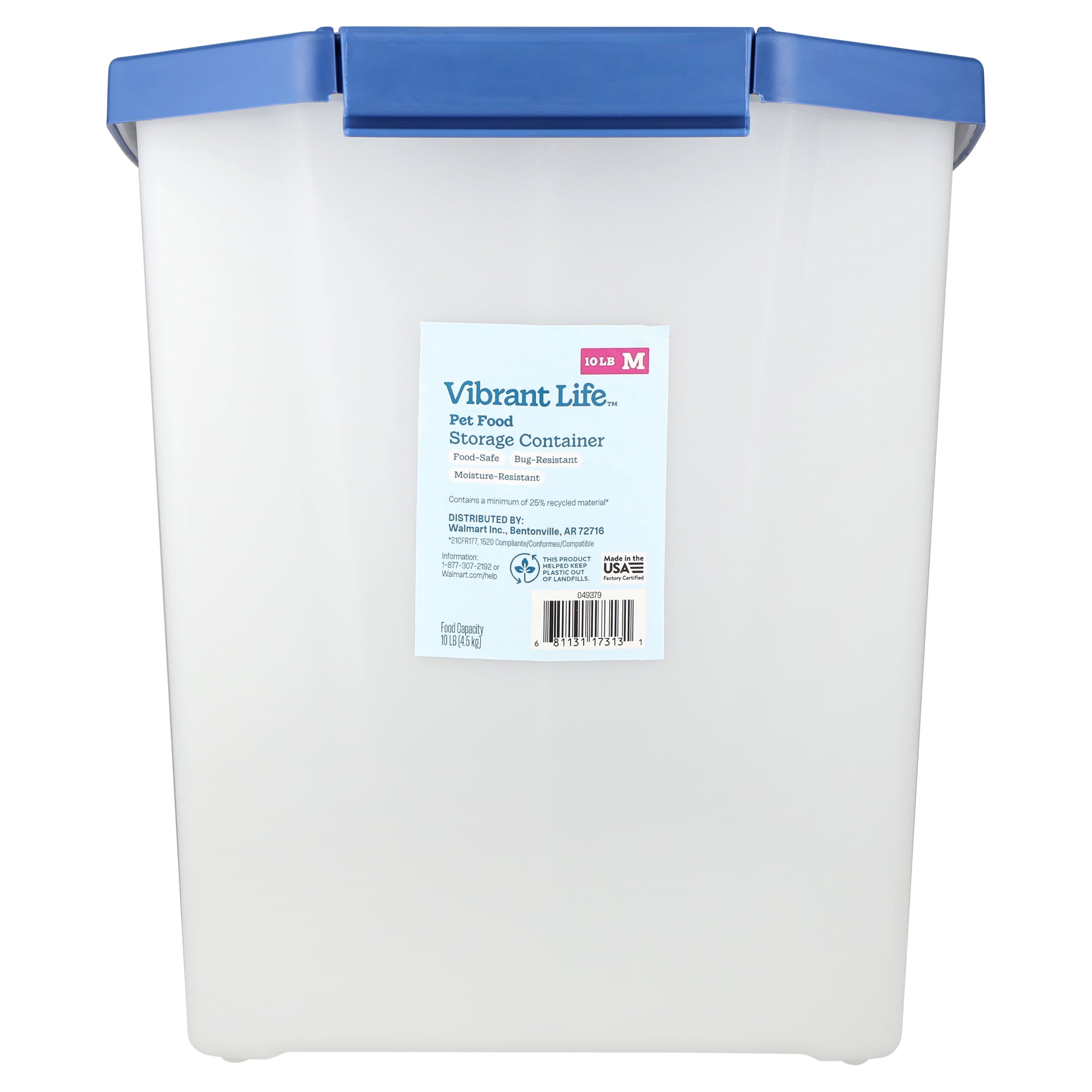 Vibrant Life Pet Food Storage Container, Medium, 10 lb Capacity
