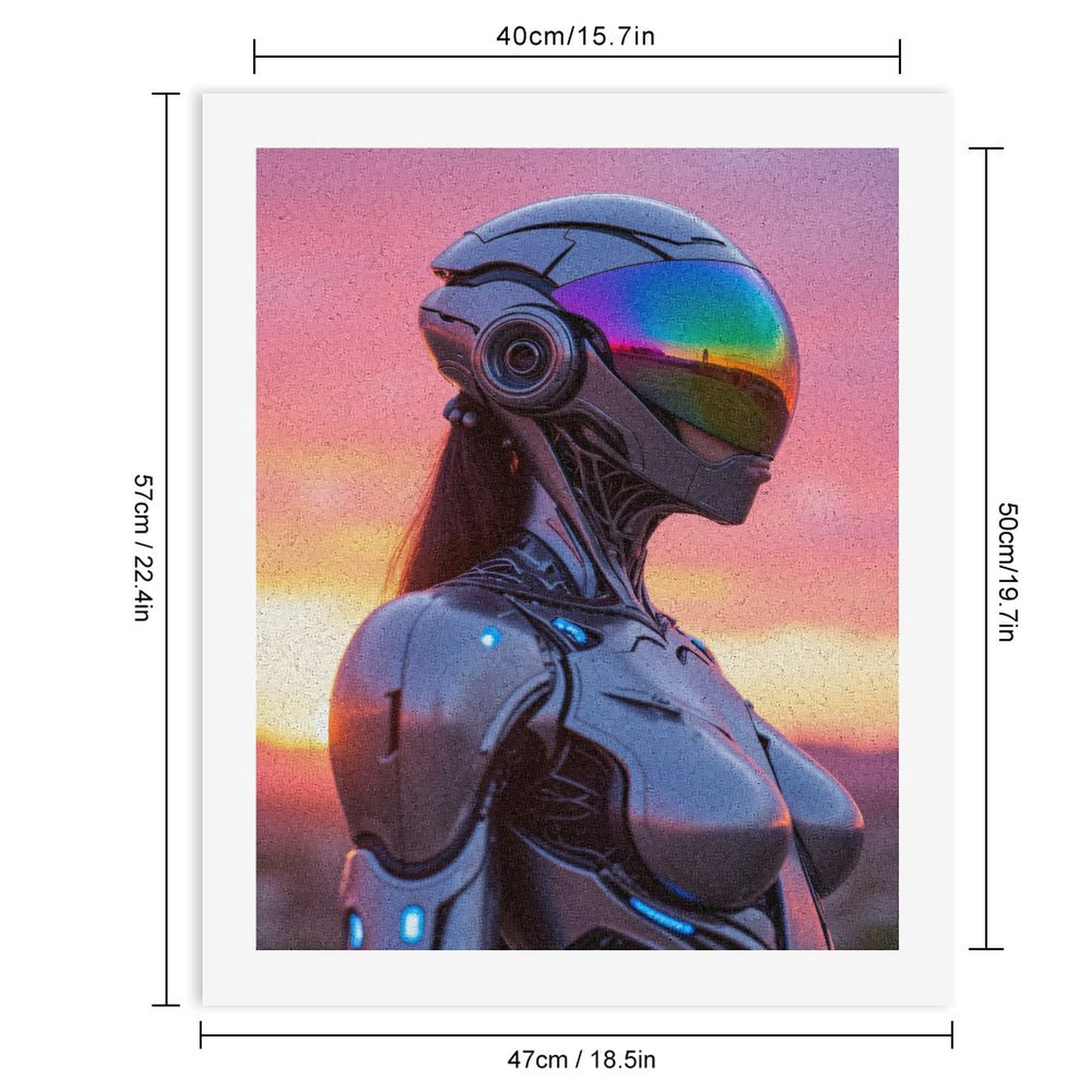 Paint By Numbers Kit for Adults Beginner - DIY Futuristic Robot Sunset Visor Canvas Painting Kits for Adults, Frameless Paint By Number for Adults for Home Wall Decor 16x20 Inch