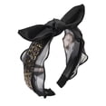 thumbnail image 1 of Sonducket Bandas para el cabello Aro de cuentas de encaje Estilo elegante Orejas de conejo negras Antideslizantes con diademas de engranajes para bodas de Accesorio para el cabello Lazo colorido Sonducket AP010008-03B, 1 of 6