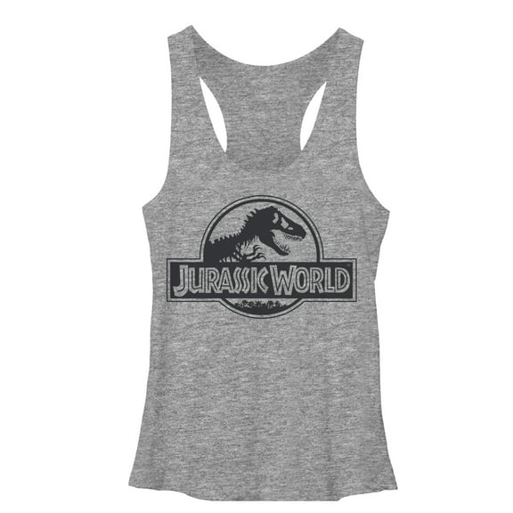 Women's Jurassic World Simple T. Rex Logo  Racerback Tank Top Gray Heather X Large