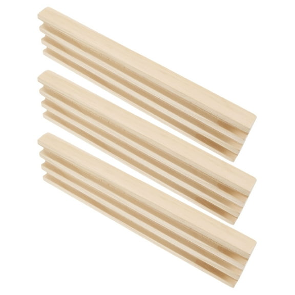 Toyvian Wooden Domino Racks for Mexican Train Daily Use Beige Display Stand for Cards and Dominoes Set of 3