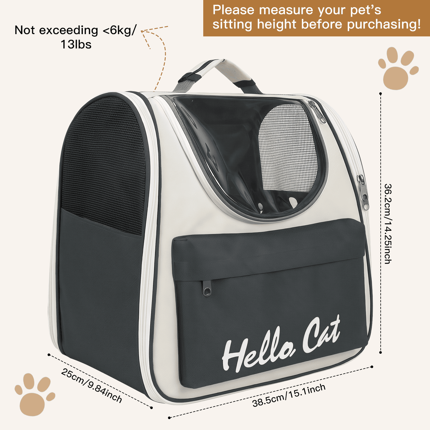 Cat Carrier Bags Portable Breathable pet Backpack for Cats,with Shoulder Straps and Hand-Carry ,Traveler Backpack Pet Carriers for Cats and Small Dogs(Grey)