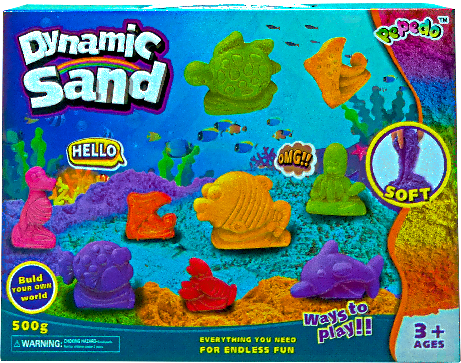Dynamic Sand Set and Sandbox, Arts & Crafts Playset with 1lb of Multicolor Sand, Sculpting Tools