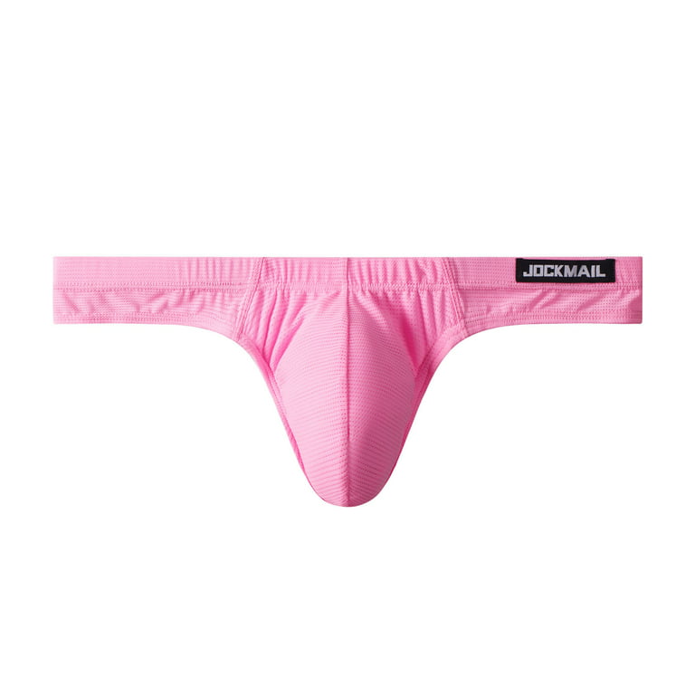 Lopecy-Sta Men Casual Fashion Solid Underwear Thong Buttock Lift Breathable  Briefs Mens Underwear Briefs Pink Sales Clearance Mens Briefs - M 