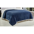 thumbnail image 2 of Plazatex Reversible And Comfortable Braided Oversized Sherpa Blanket - King 108x90", Navy, 2 of 2