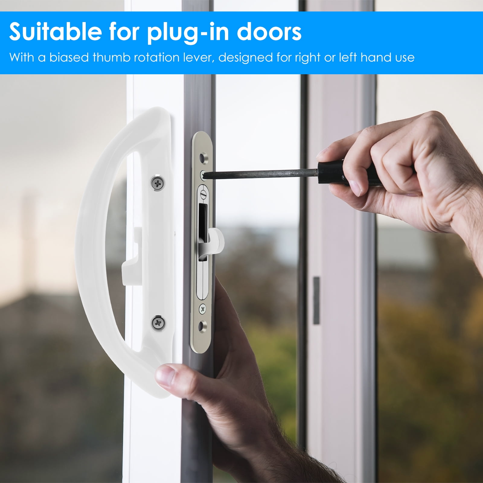 Sliding Patio Door Handle Set with Key Cylinder Mortise Style Sliding Glass Door Handle Aluminium Alloy Sliding Door Handle Lock Set for Patio Doors Sliding Doors
