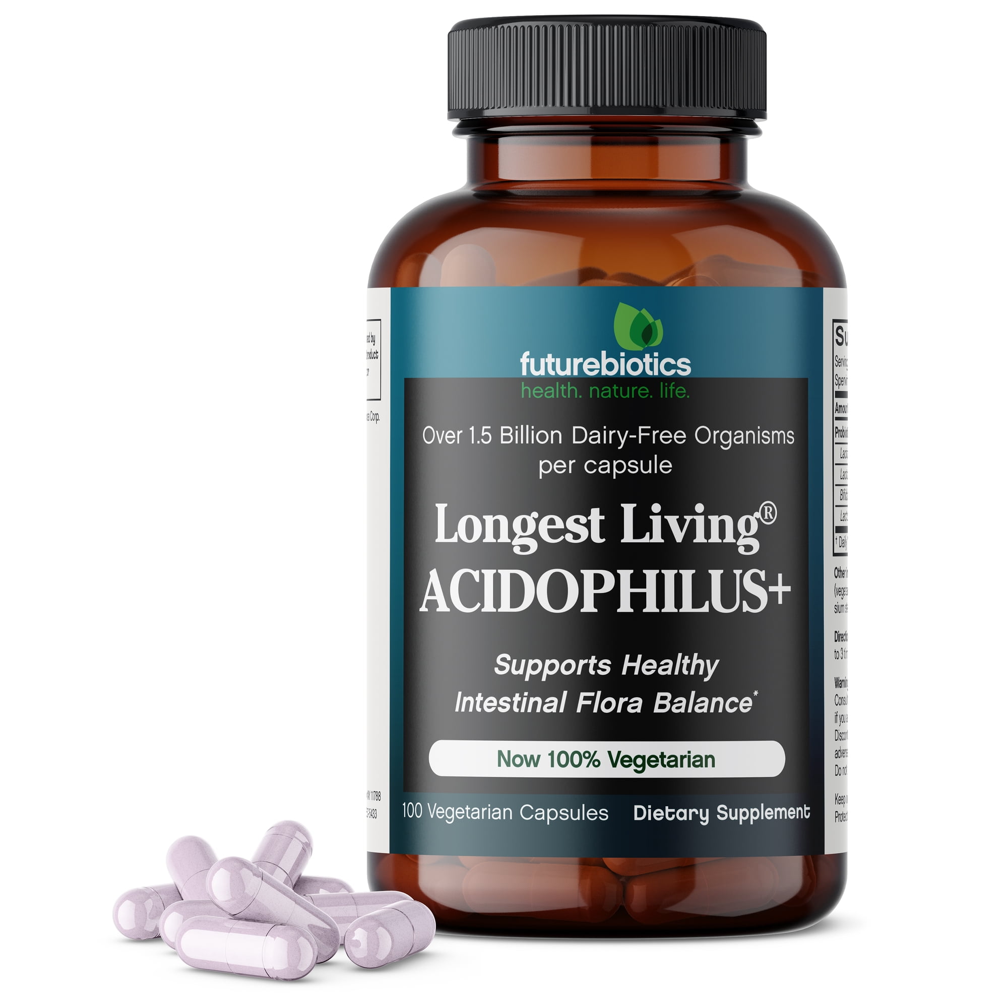 Futurebiotics Longest Living Acidophilus+ 19.5 mg Probiotic, 100 Vegetarian Capsules