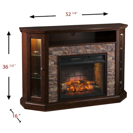 Renstone Corner Media Console With Electric Fireplace For Tv S Up