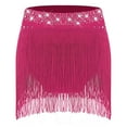 thumbnail image 4 of TiaoBug Jazz Latin Dance Skirt for Girls Sparkle Fringe Tassels Belly Dance Ballroom Salsa Tango Performance Hot Pink 10, 4 of 6