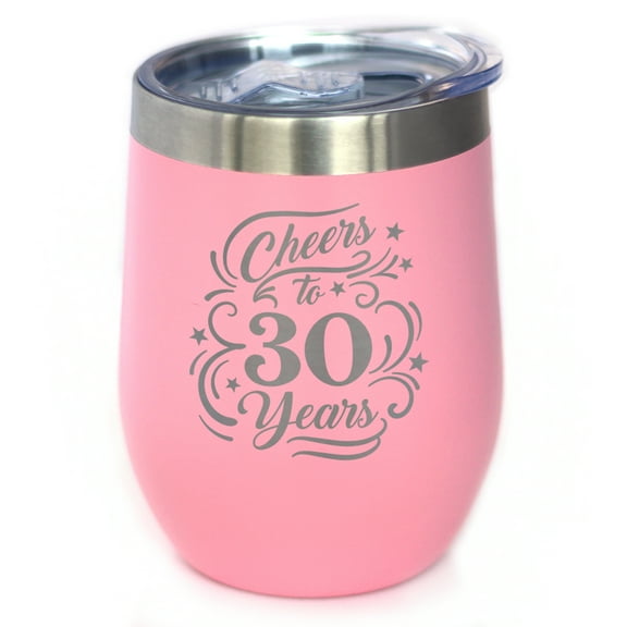 Bevvee Insulated Wine Tumbler 12 oz Cheers 30 Years 30th Birthday Gifts Tumblers