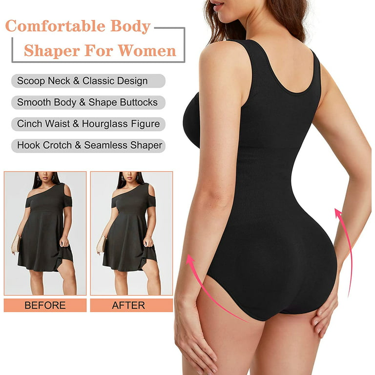 Irisnaya Shapewear Bodysuit for Women Waist Trainer Tummy Control Full Body  Shaper Scoop Neck Tank Top Girdle Jumpsuit Open Bust Sexy Slimming  Bodysuits(Black 3XL-4XL) 