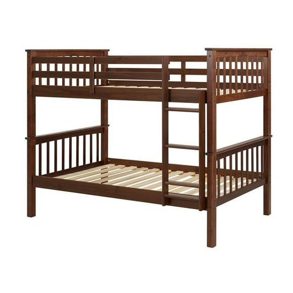 Pemberly Row Twin Over Twin Bunk Bed in Walnut