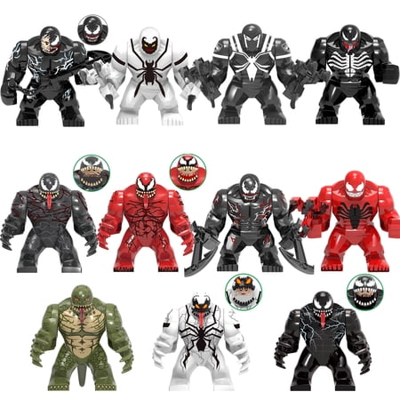 11PCS Superhero Venom Minifigures Riot Carnage Action Figures Building Blocks Toys for Kids Christmas Birthday Gift Collectible