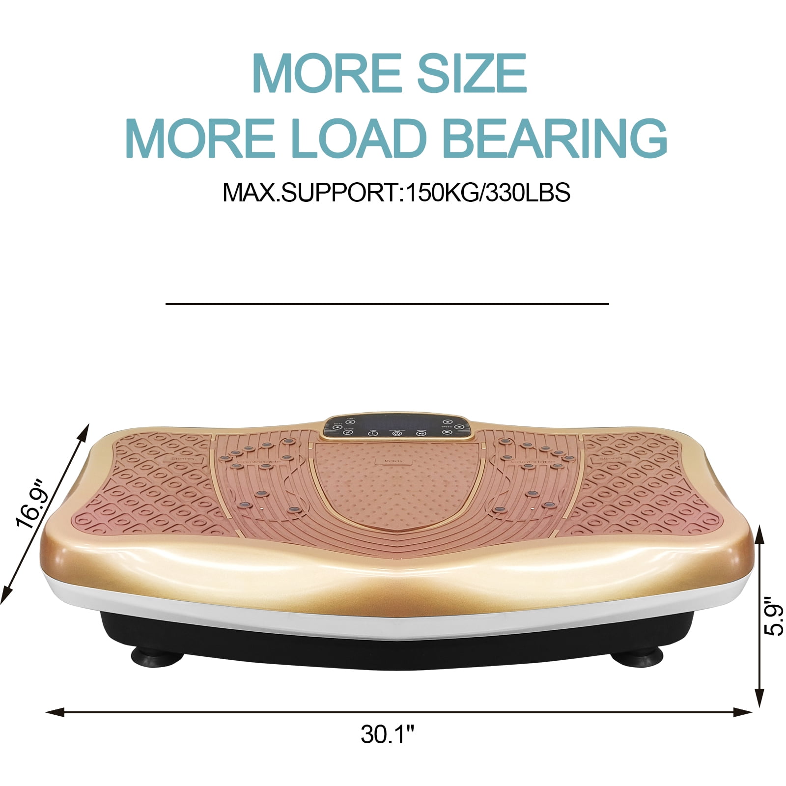 Jacgood XXL 330LBS Vibration Plate Exercise Machine - Whole Body Workout Vibration Fitness Platform w/ Loop Bands - Home Training Equipment for Weight Loss & Toning，120 Levels Gold