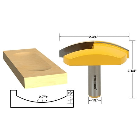 

Large Bowl Router Bit - 2.7 Radius - 2-3/4 Wide - 1/2 Shank - Yonico 16172