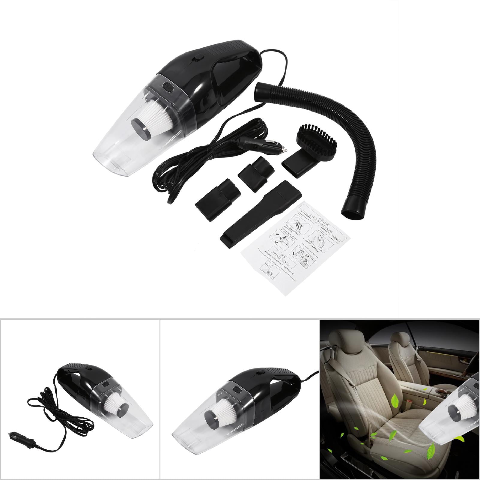 YAHHU Useful 12V 120W Portable Handheld Wet & Dry Auto Car Vacuum Cleaner with 16.4ft / 5m Long Cable, High Power 4000PA Suction for Professional Vehicle Interior Cleaning (Black)