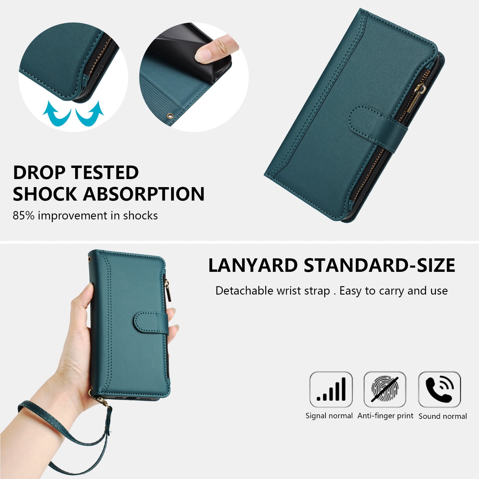 Case for TCL K23 Classic Leather Phone Case with Detachable Wrist Strap Zipper Pocket Card Holder Kickstand Support Wireless Charging Shockproof Cover