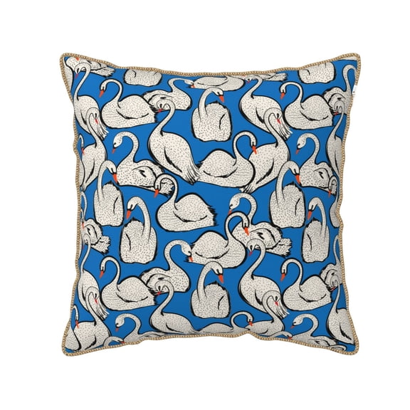 Xecao Swan Birds Print Soft Velvet Decorative Throw Pillow Covers, Square Cushion Cases for Bed, Sofa, Living Room, Car, and Indoor Outdoor Use-16"x16"