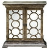 37" Glasson Circle Design Mirrored Glass Door and Pewter-Finished Wood Console Cabinet