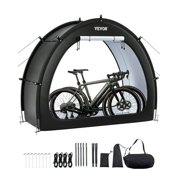 VEVOR Bike Storage Tent, 1 to 2 Bikes, Outdoor Spacious Bike Storage Tent with Ventilated Window, Waterproof Fan-Shaped Bike Tent with High Strength Fiberglass & Dual Zippers, Fit for Bicycle